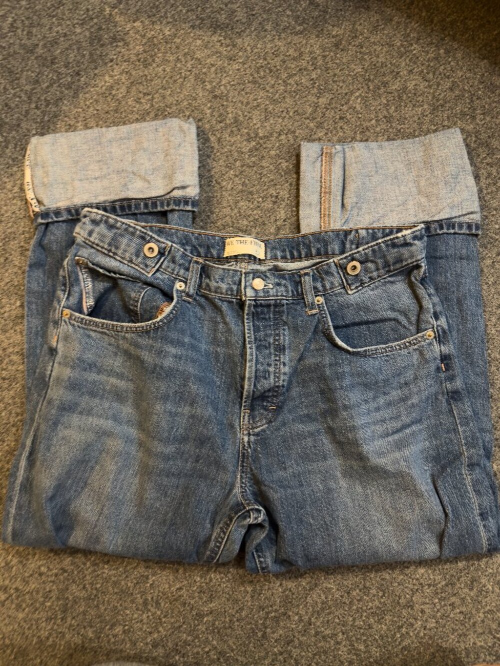 We The Free Cuffed Ankle Straight Denim Jean Size 32